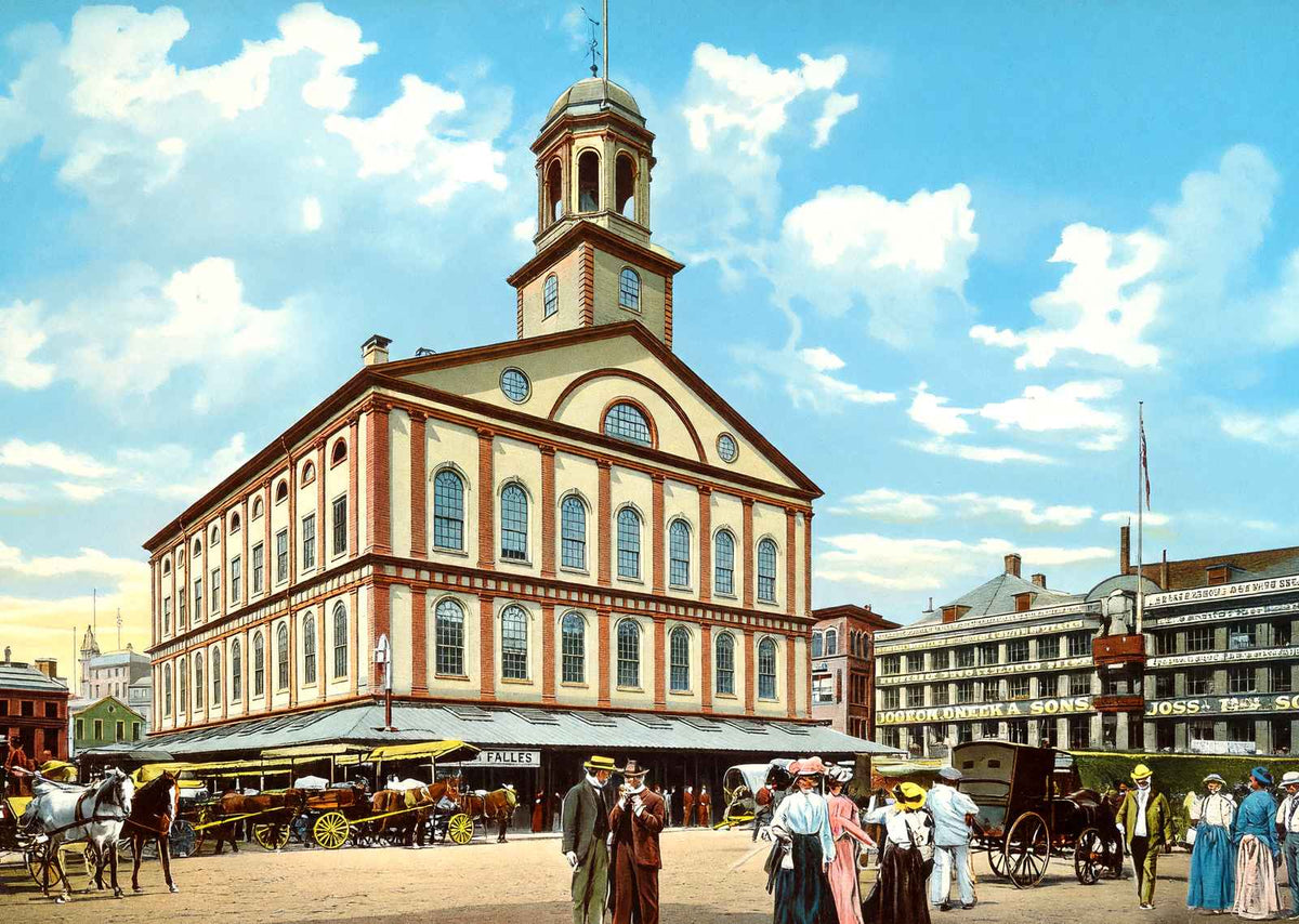 Faneuil Hall, Boston, Massachusetts in 1903 Vintage Print (7 Sizes)