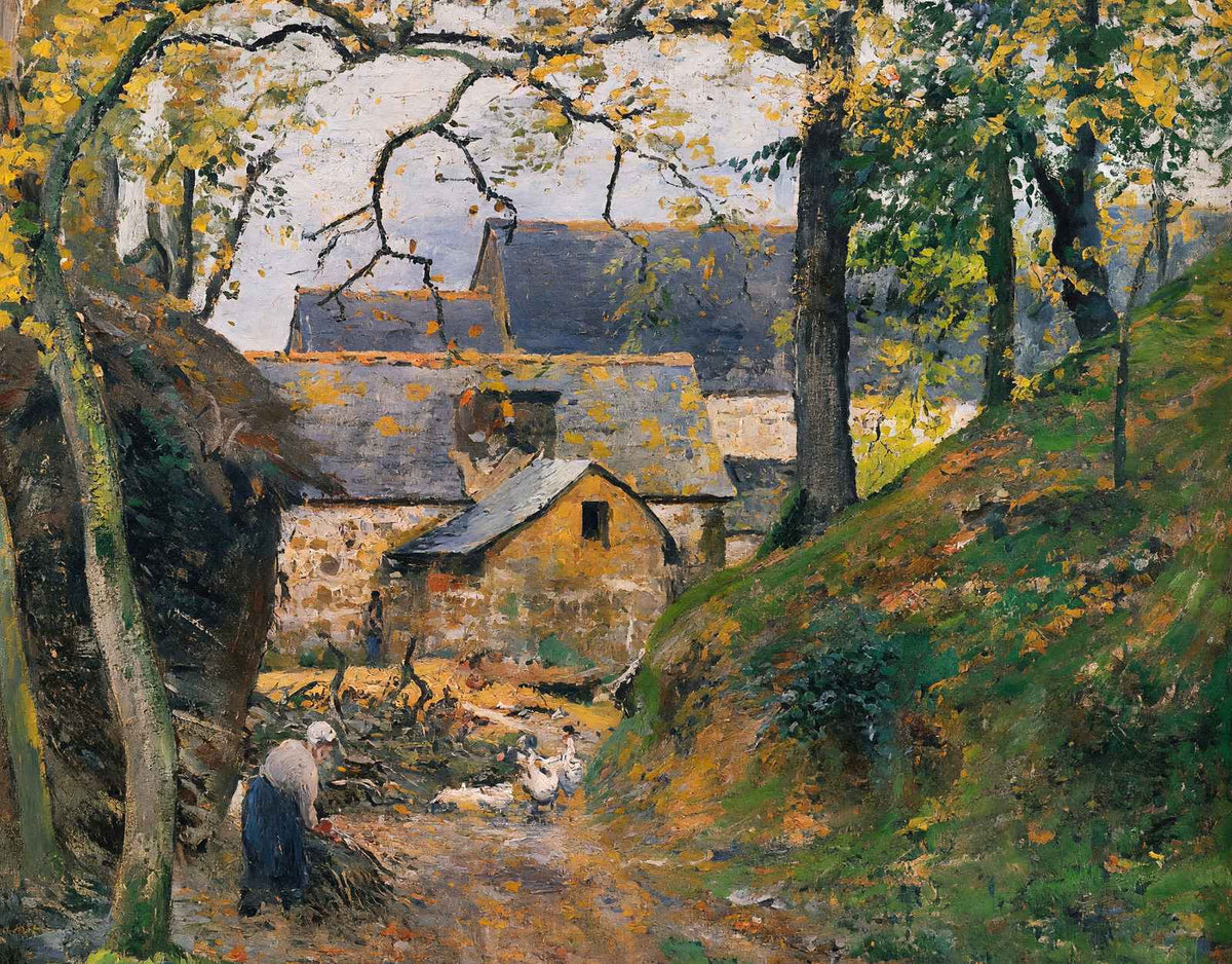 Farm at Montfoucault 1874 Painting by Camille Pissarro Art Print (6 Sizes)