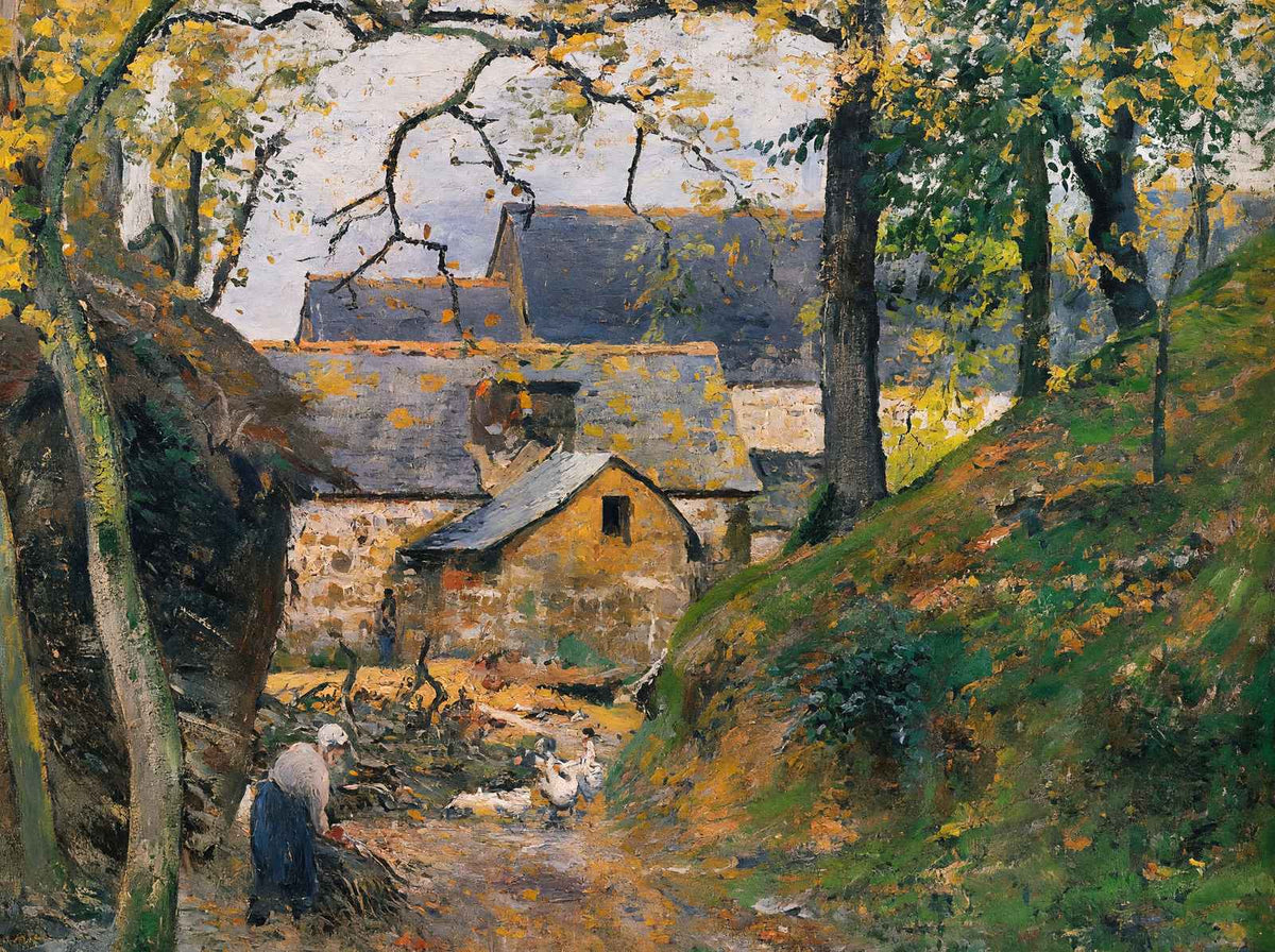 Farm at Montfoucault 1874 Painting by Camille Pissarro Art Print (6 Sizes)
