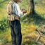 Father Melon Lighting His Pipe Art Print Painting by Camille Pissarro (6 Sizes)