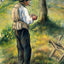 Father Melon Lighting His Pipe Art Print Painting by Camille Pissarro (6 Sizes)