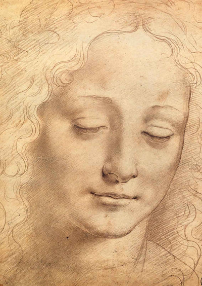 Female Head Art Print 1490 Drawing by Leonardo da Vinci (6 Sizes) - Restored