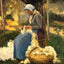 Female Peasant Carding Wool Art Print 1875 by Camille Pissarro (6 Sizes)