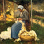 Female Peasant Carding Wool art print by Camille Pissarro (1875)