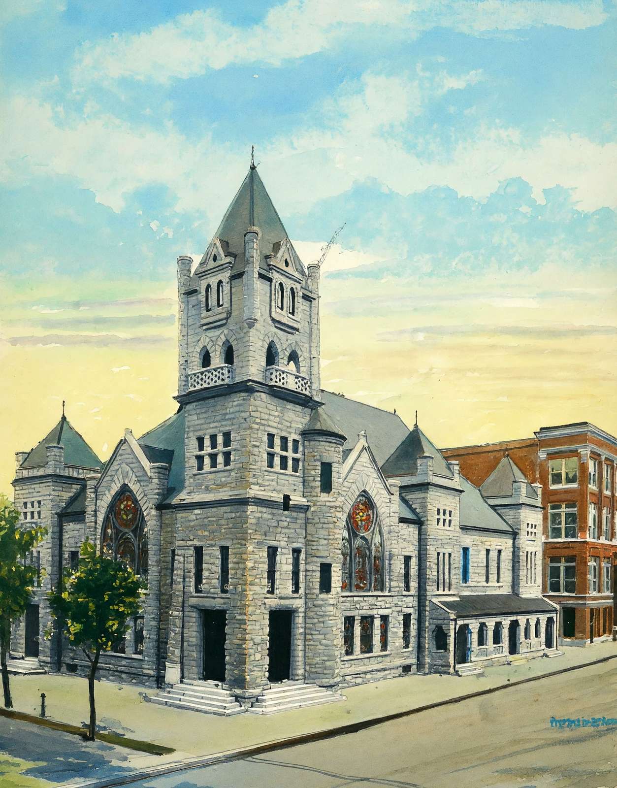 First Baptist Church Beaumont in 1907 Art Print (7 Sizes) - Restored