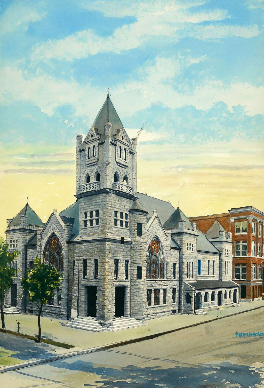 First Baptist Church Beaumont in 1907 Art Print (7 Sizes) - Restored