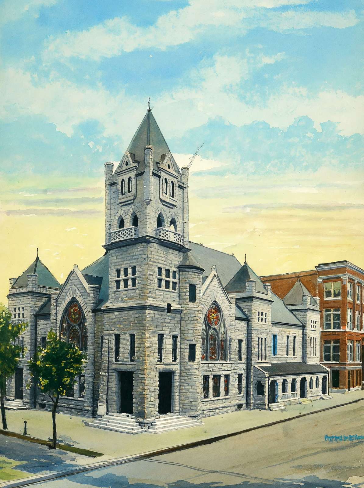 First Baptist Church Beaumont in 1907 Art Print (7 Sizes) - Restored