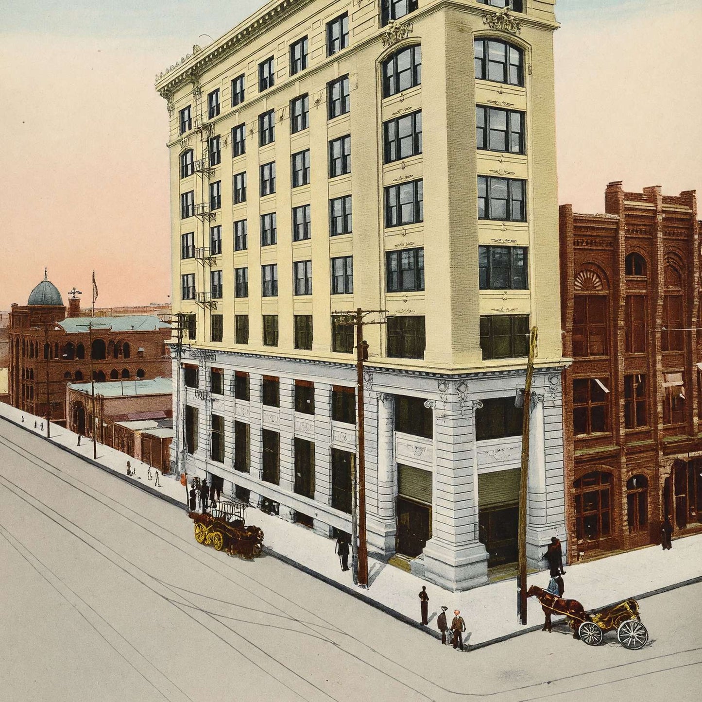 First National Bank Houston in 1906 Vintage Print (7 Sizes) - Enhanced