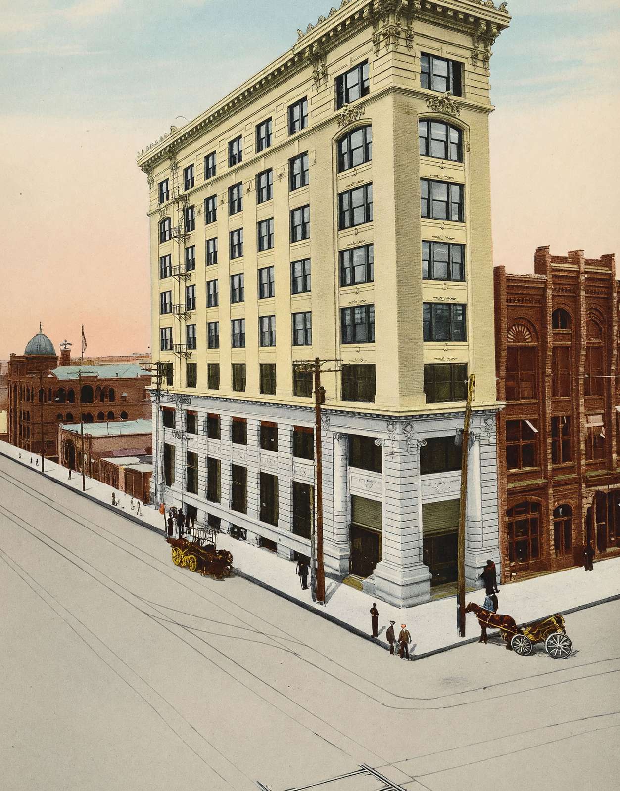 First National Bank Houston in 1906 Vintage Print (7 Sizes) - Enhanced
