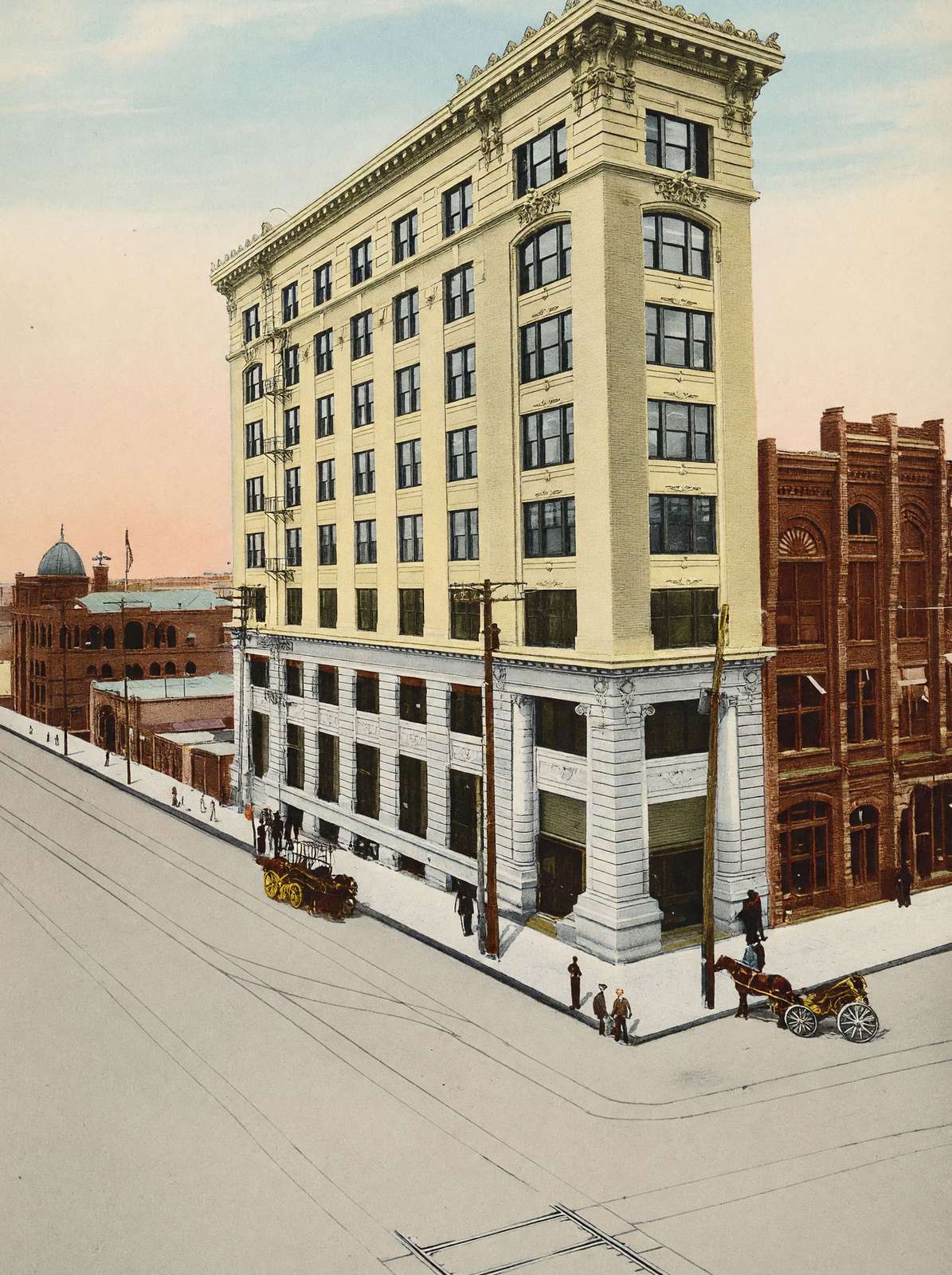 First National Bank Houston in 1906 Vintage Print (7 Sizes) - Enhanced