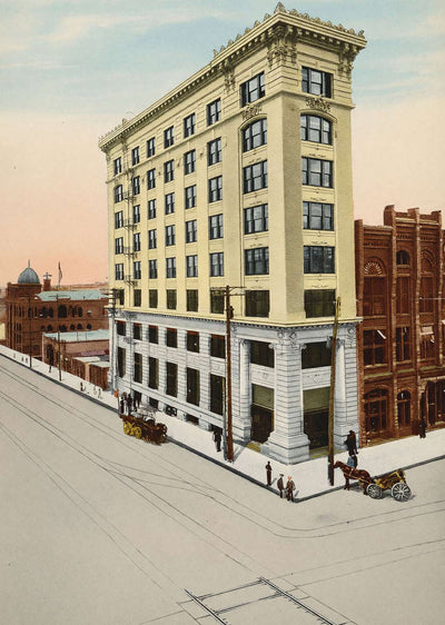 First National Bank Houston in 1906 Vintage Print (7 Sizes) - Enhanced