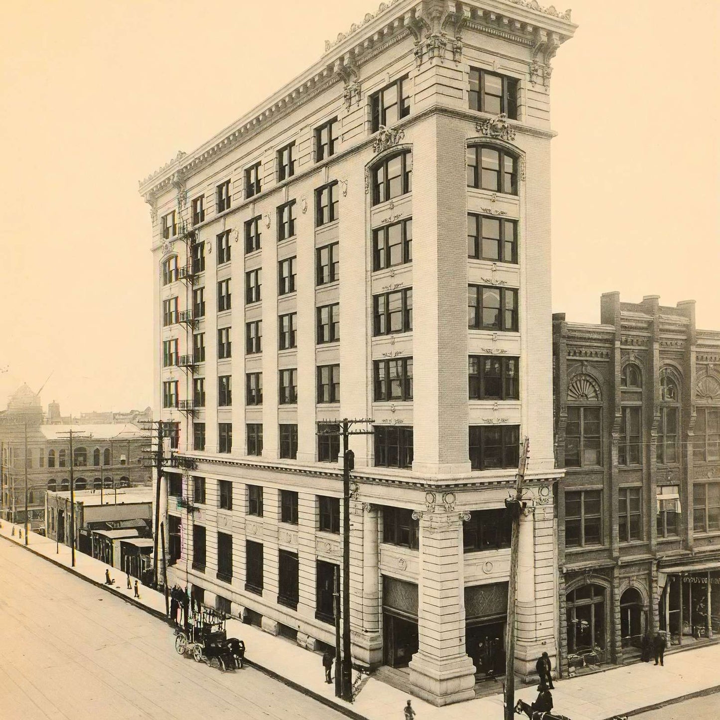 First National Bank Houston in 1906 Vintage Print (7 Sizes) - Retouched