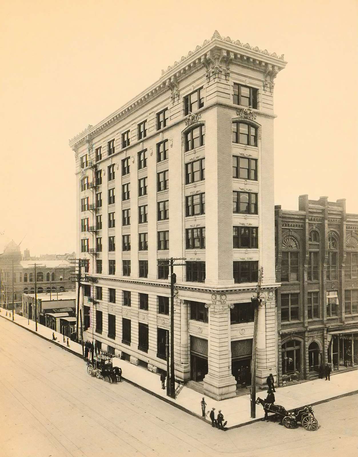 First National Bank Houston in 1906 Vintage Print (7 Sizes) - Retouched