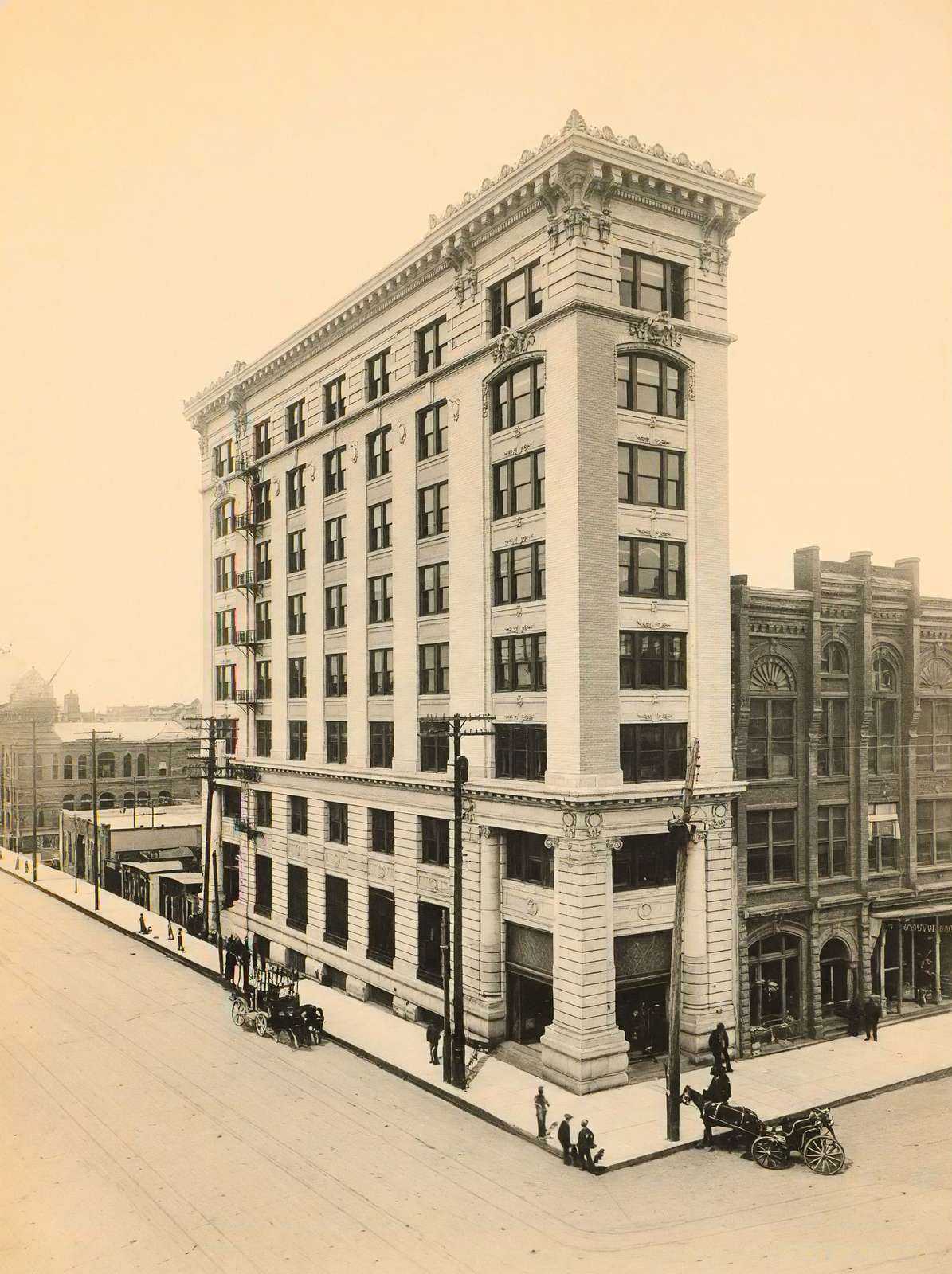 First National Bank Houston in 1906 Vintage Print (7 Sizes) - Retouched