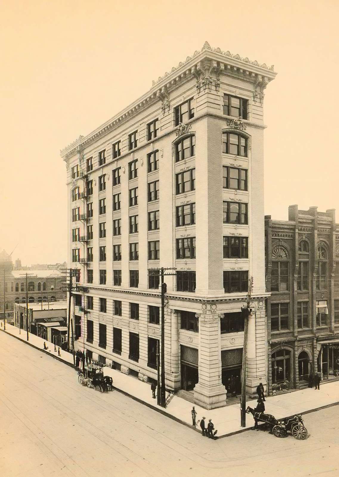 First National Bank Houston in 1906 Vintage Print (7 Sizes) - Retouched