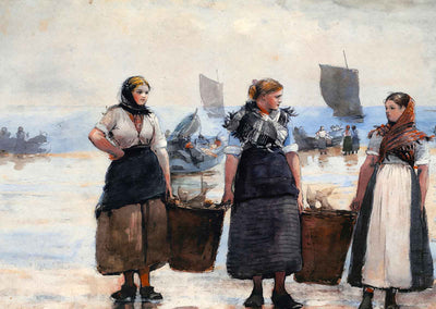 Fisherwomen, Cullercoats Art Print 1881 by Winslow Homer (6 Sizes) High Quality