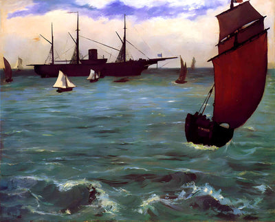 Fishing Boat Coming in Before the Wind (the Kearsarge in Boulogne) 1864 Painting by Edouard Manet 8x10" Art Print