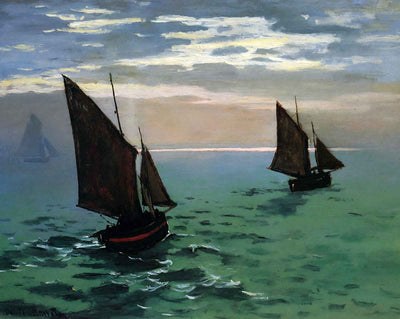 Fishing Boats at Sea art print by Claude Monet (1868)