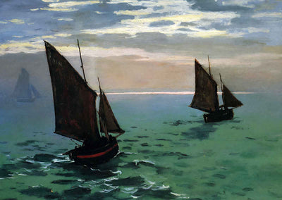 Fishing Boats at Sea Art Print 1868 Painting by Claude Monet (6 Sizes)