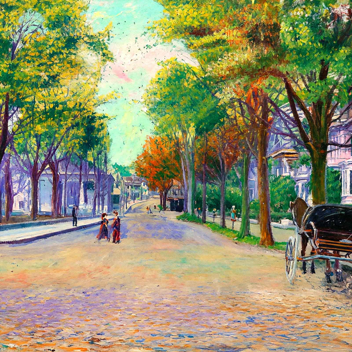 Upper Common, Fitchburg, Massachusetts in 1907 Art Print (7 Sizes)