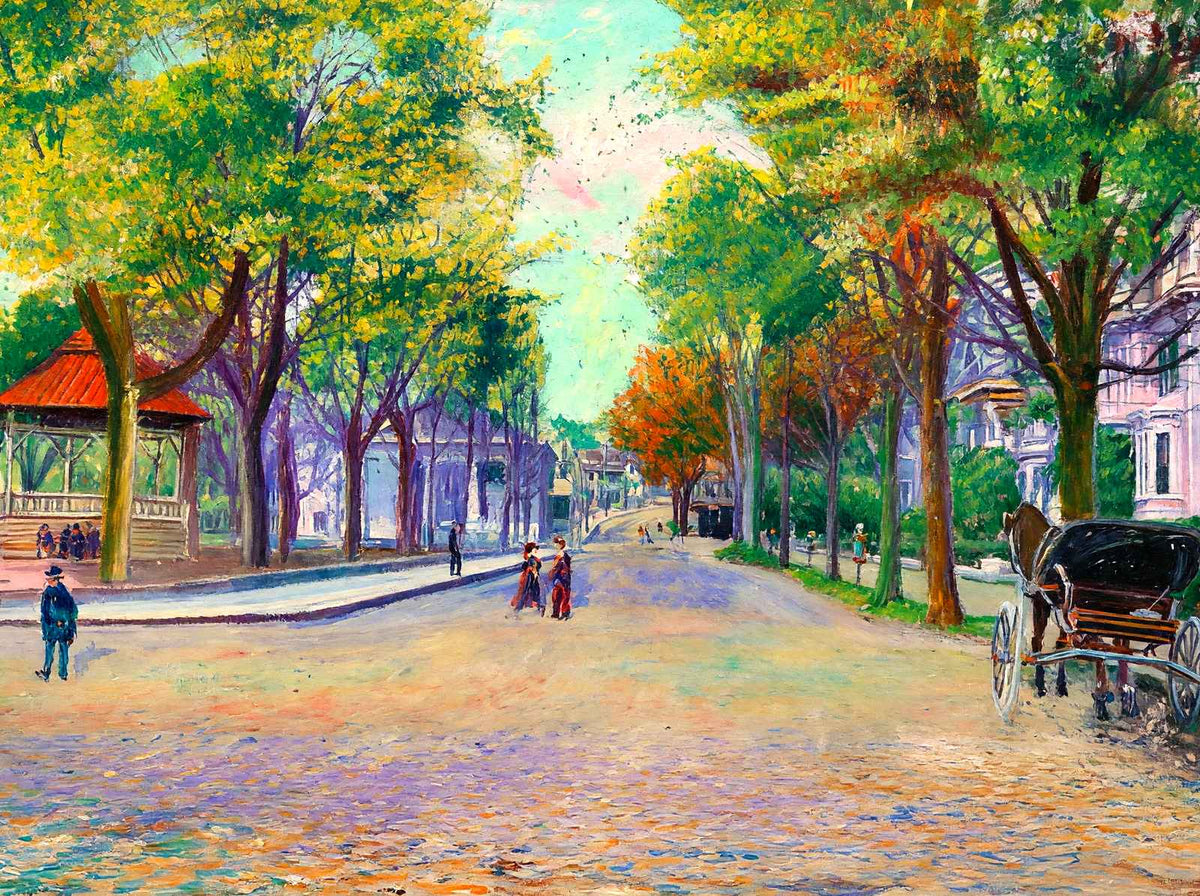 Upper Common, Fitchburg, Massachusetts in 1907 Art Print (7 Sizes)