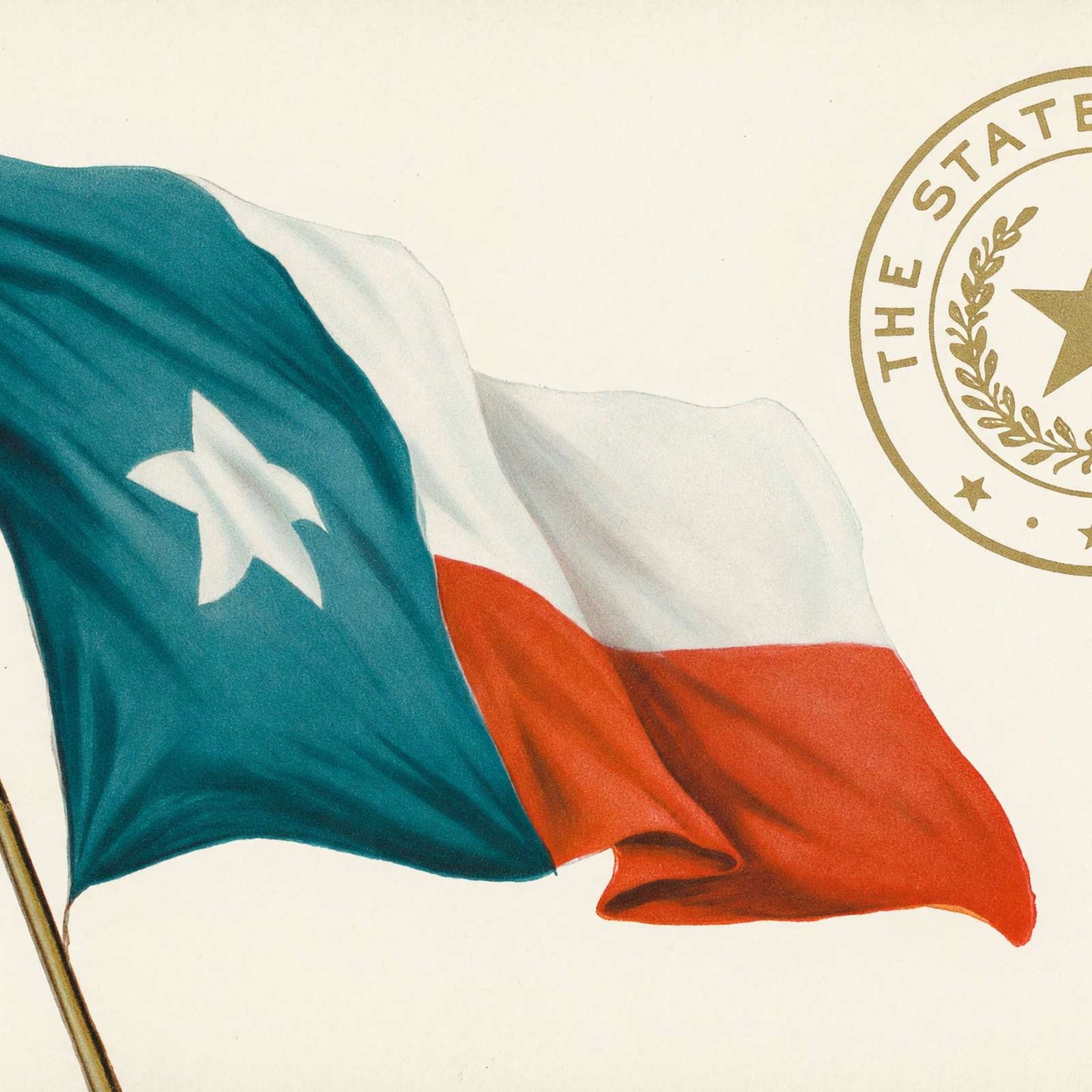 Flag and Great Seal of Texas in 1906 Vintage Print (7 Sizes) - Enhanced