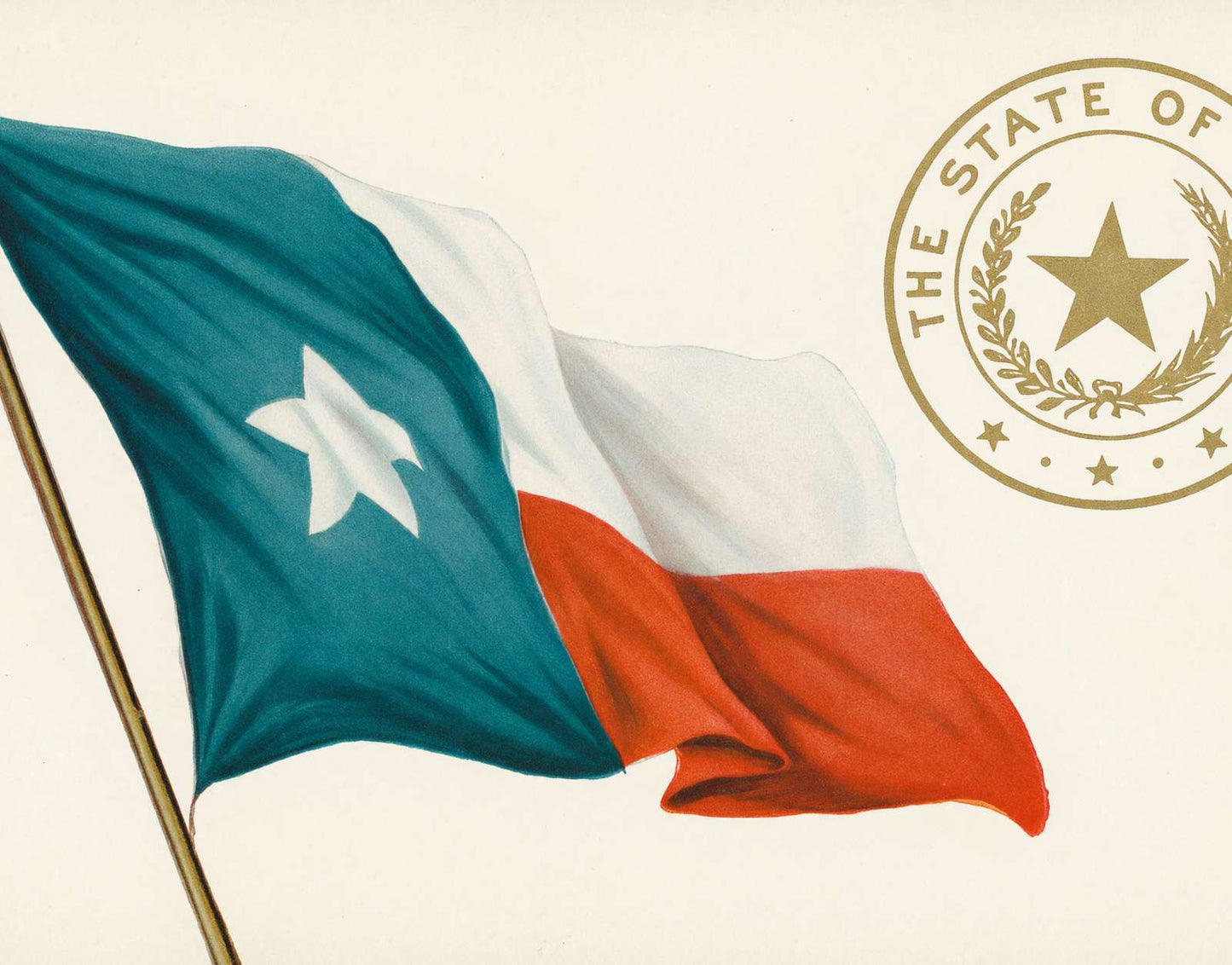 Flag and Great Seal of Texas in 1906 Vintage Print (7 Sizes) - Enhanced
