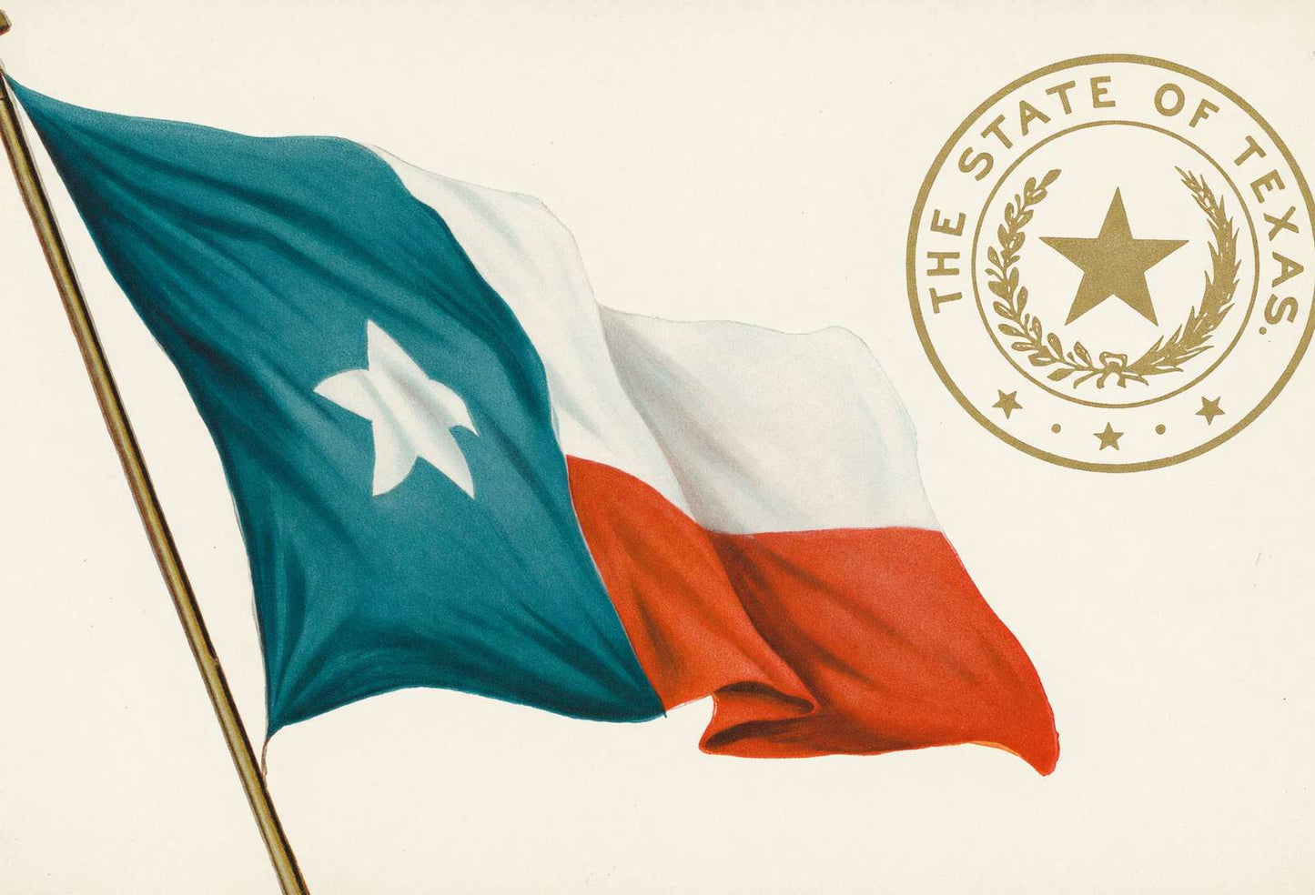 Flag and Great Seal of Texas in 1906 Vintage Print (7 Sizes) - Enhanced