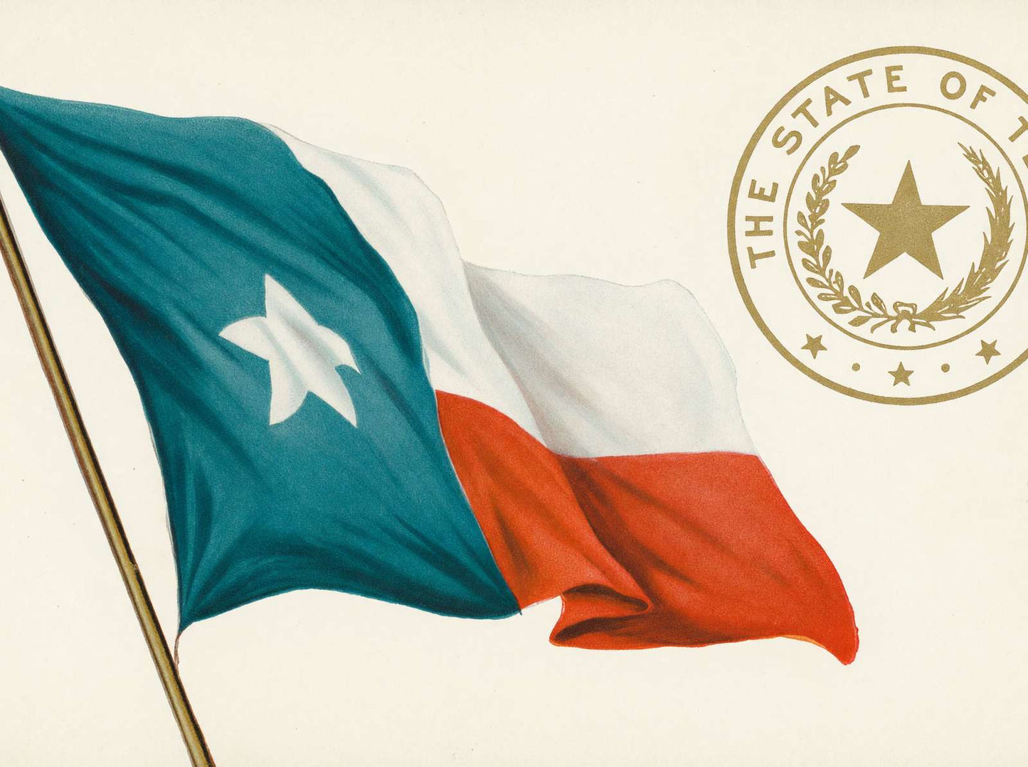 Flag and Great Seal of Texas in 1906 Vintage Print (7 Sizes) - Enhanced