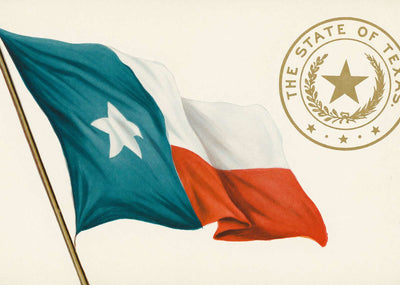 Flag and Great Seal of Texas in 1906 Vintage Print (7 Sizes) - Enhanced