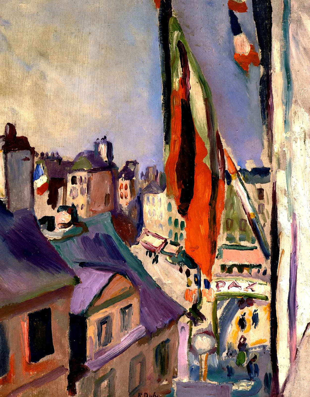 Flag Decorated Street Art Print 1906 Painting by Pierre-Auguste Renoir (6 Sizes)