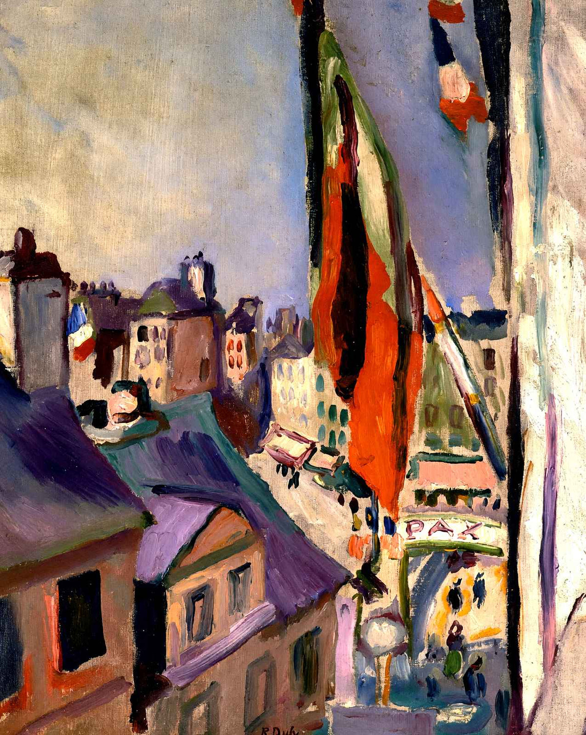 Flag Decorated Street art print by Pierre-Auguste Renoir (1906)