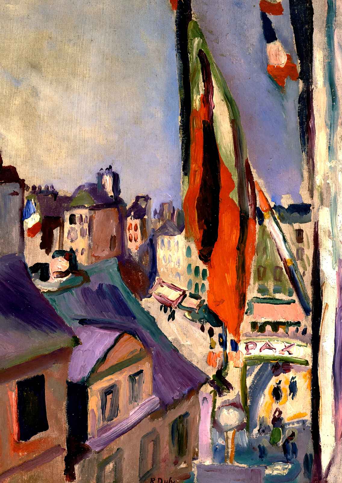 Flag Decorated Street Art Print 1906 Painting by Pierre-Auguste Renoir (6 Sizes)