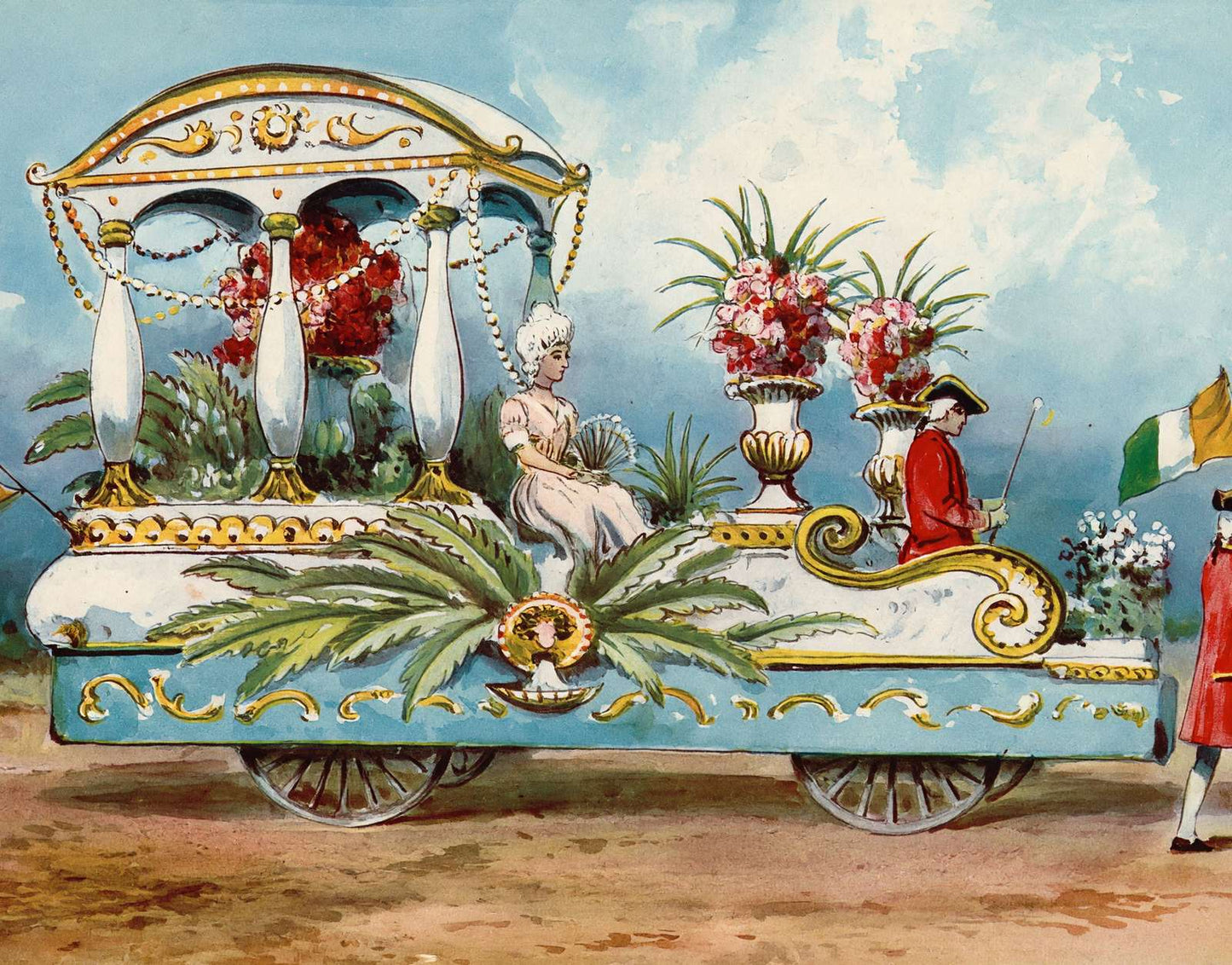 Flower-Pot Float Houston Carnival 1907 Vintage Print (7 Sizes) - Enhanced