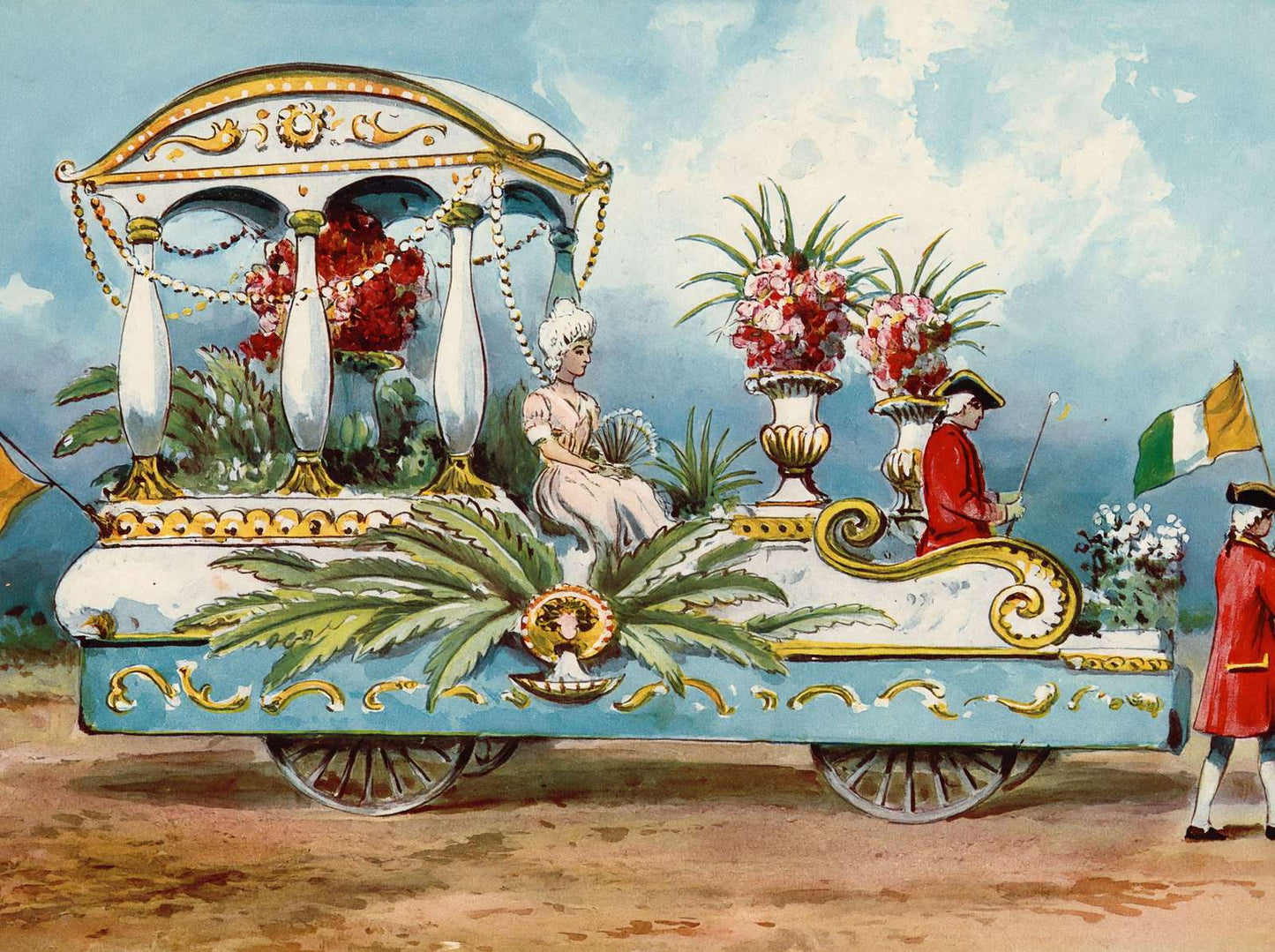 Flower-Pot Float Houston Carnival 1907 Vintage Print (7 Sizes) - Enhanced
