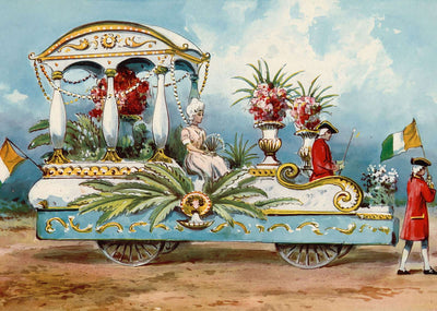 Flower-Pot Float Houston Carnival 1907 Vintage Print (7 Sizes) - Enhanced