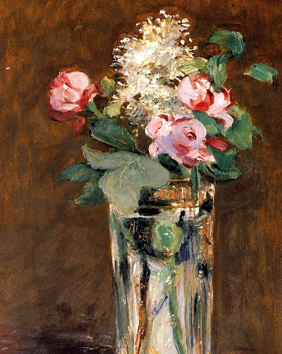 Flowers in a Crystal Vase painting print by Edouard Manet (1882)