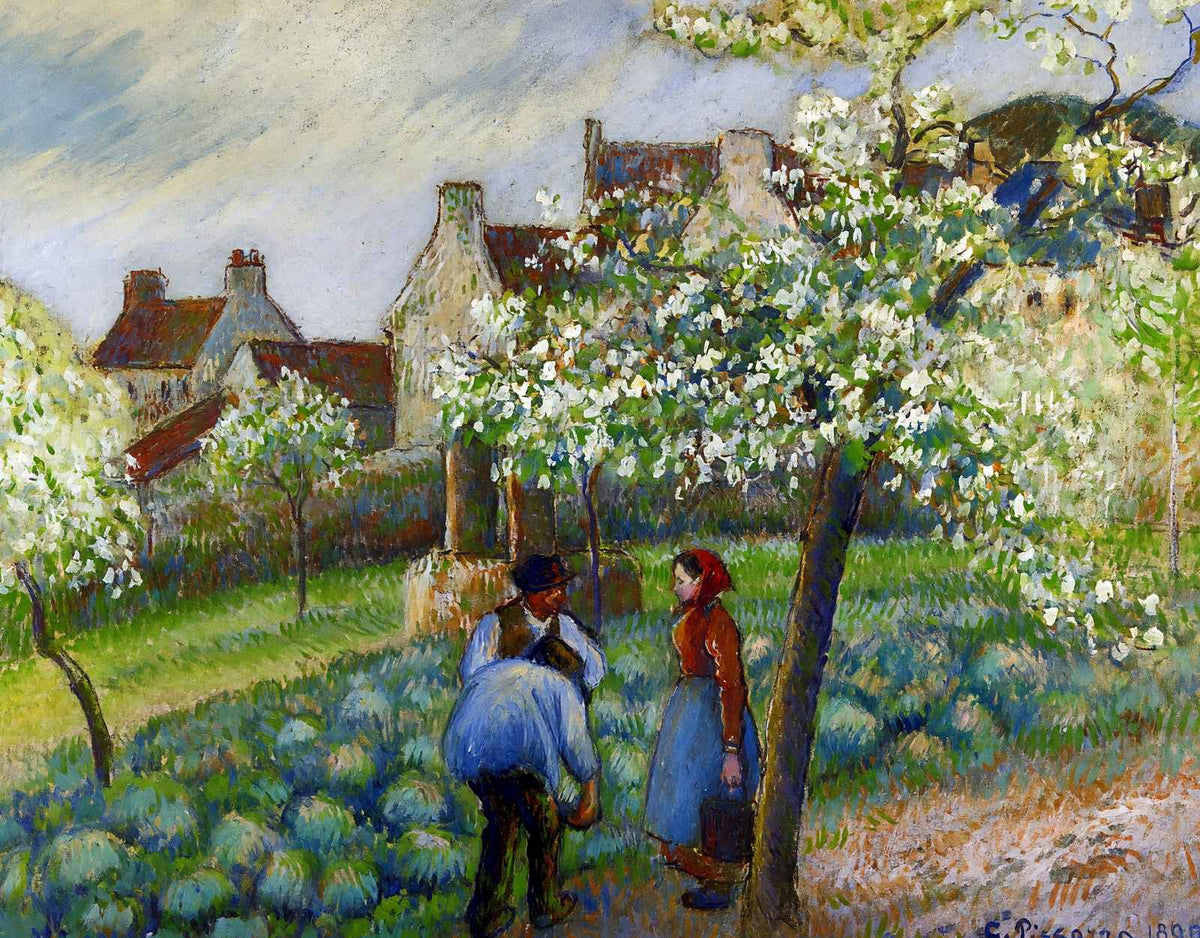 Flowering Plum Trees 1890 Painting by Camille Pissarro Fine Art Print (6 Sizes)