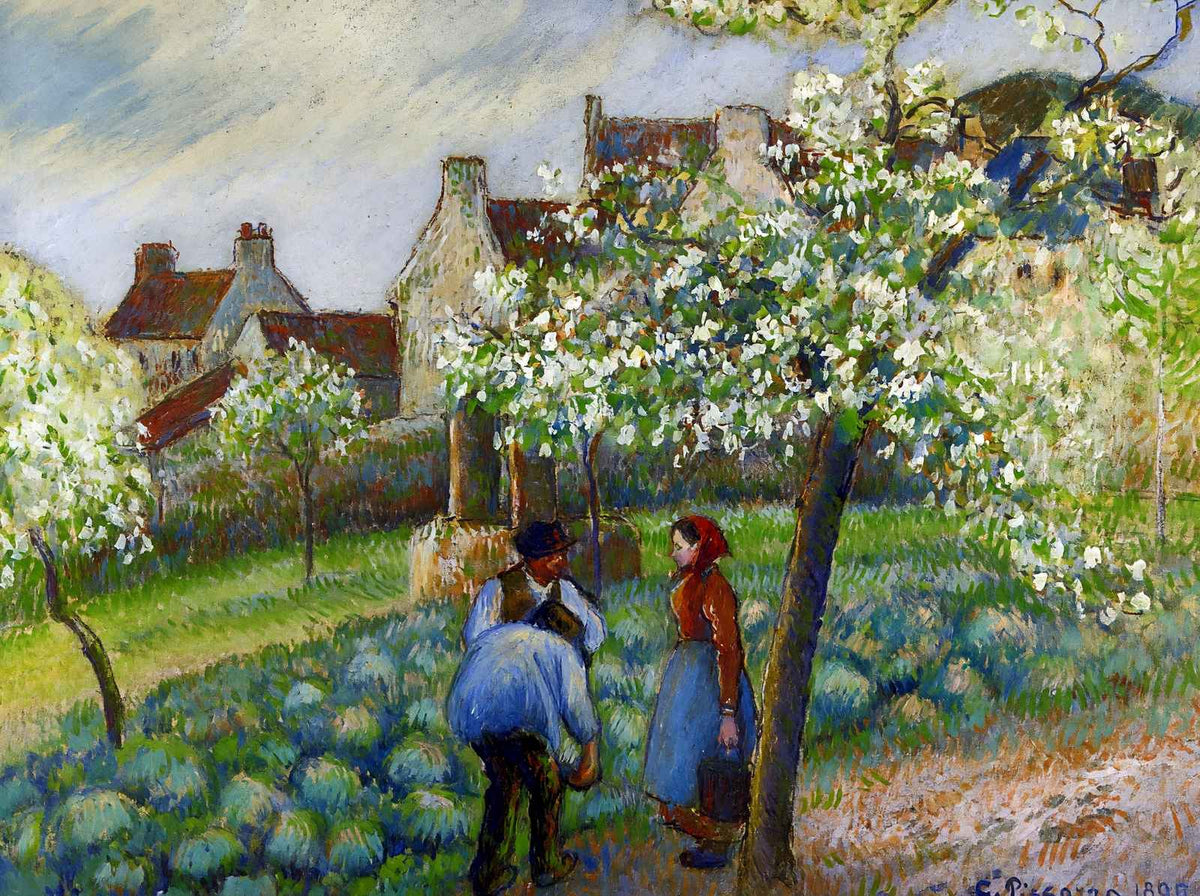 Flowering Plum Trees 1890 Painting by Camille Pissarro Fine Art Print (6 Sizes)
