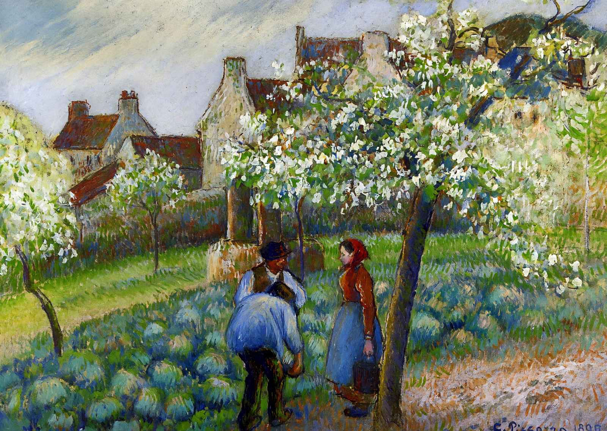 Flowering Plum Trees 1890 Painting by Camille Pissarro Fine Art Print (6 Sizes)