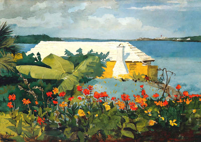 Flower Garden and Bungalow, Bermuda Art Print 1889 by Winslow Homer (6 Sizes)