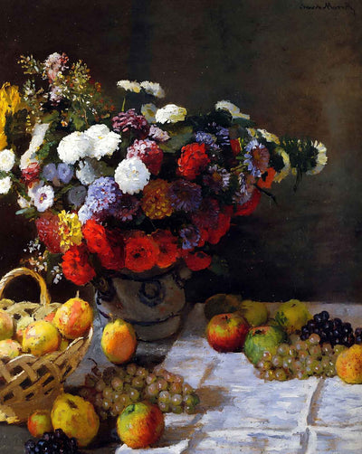Flowers and Fruit painting print by Claude Monet (1869)