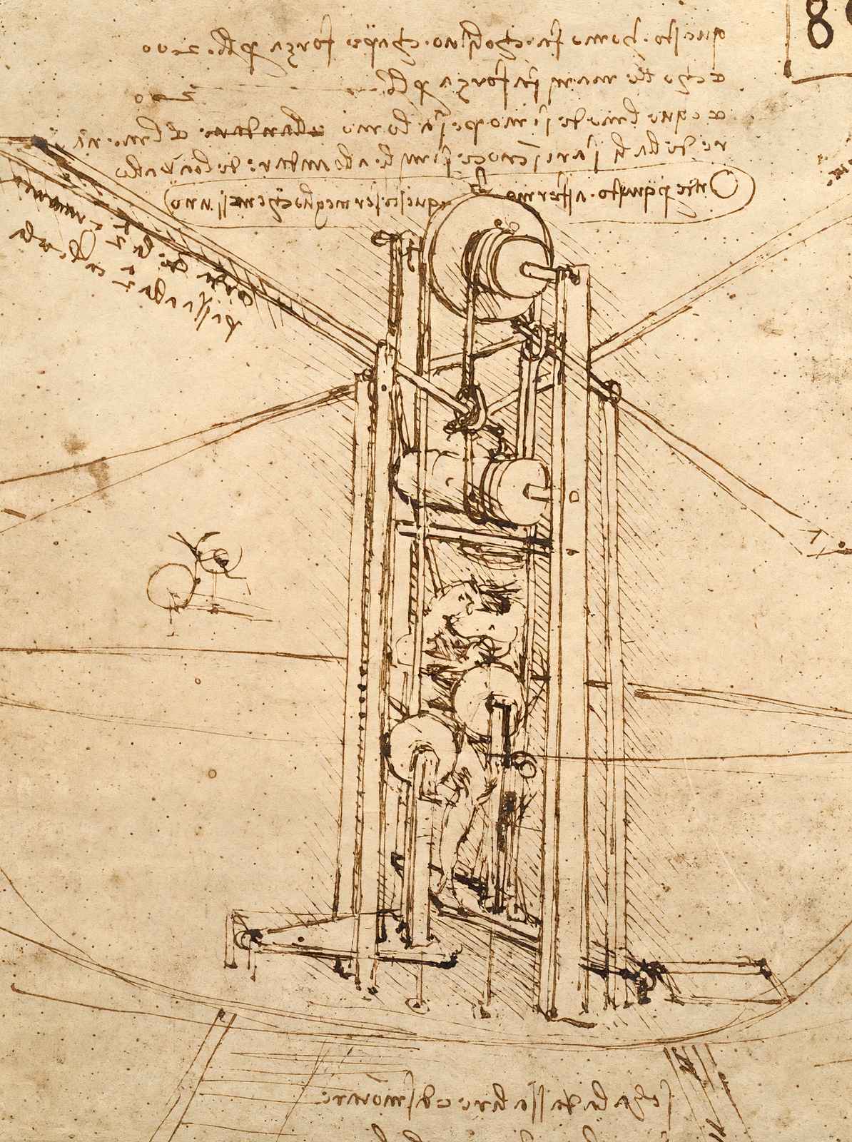 Flying Machine 1487 Drawing by Leonardo da Vinci Art Print (6 Sizes) - Restored