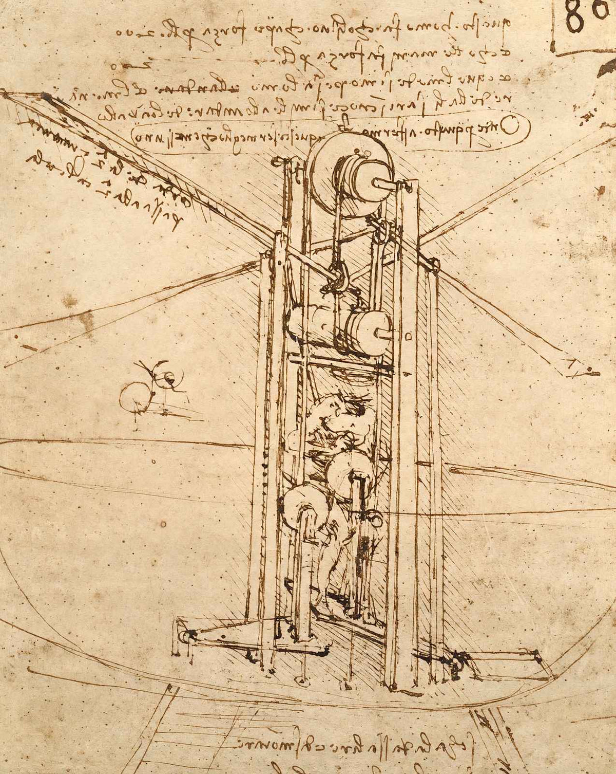 Flying Machine art print by Leonardo da Vinci (1487)
