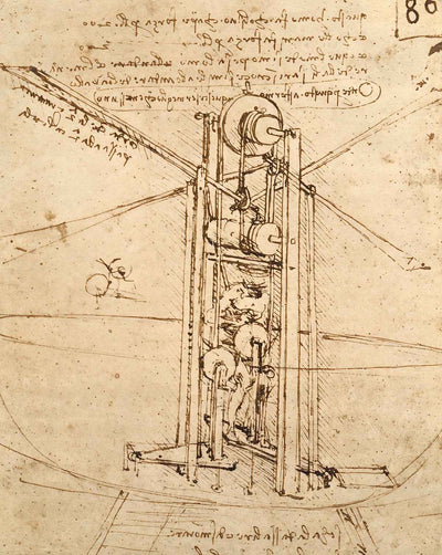 Flying Machine art print by Leonardo da Vinci (1487)
