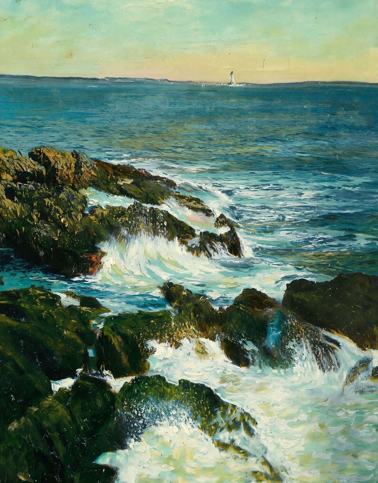 Foaming Surf on the Maine Coast in 1908 Art Print (7 Sizes) - Acid Free