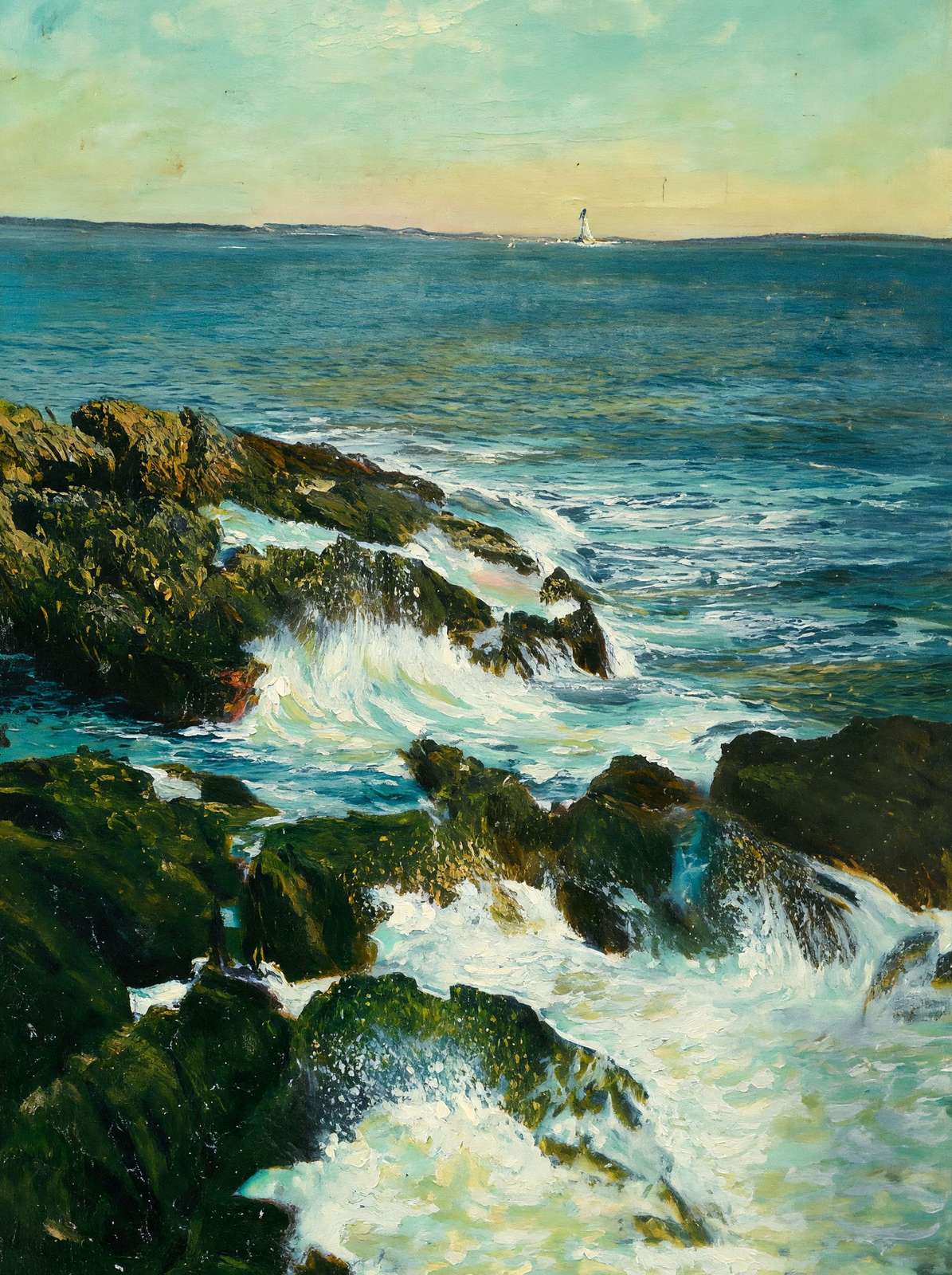 Foaming Surf on the Maine Coast in 1908 Art Print (7 Sizes) - Acid Free