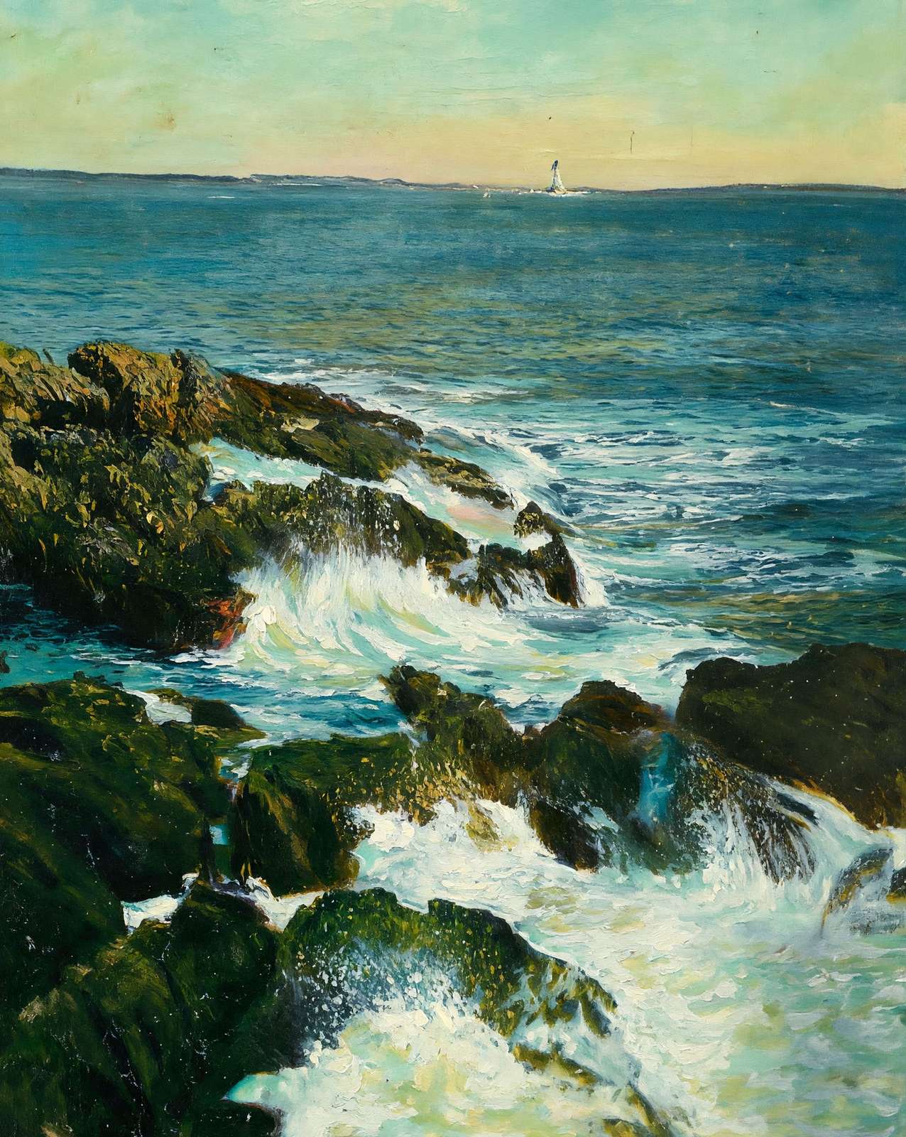 Foaming Surf on the Maine Coast in 1908 art print