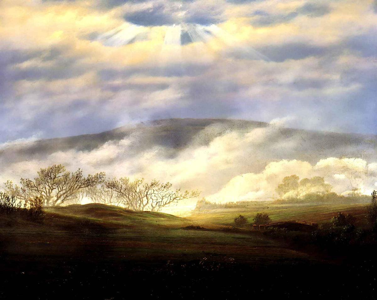 Fog in the Elbe Valley fine art print by Caspar David Friedrich (1821)