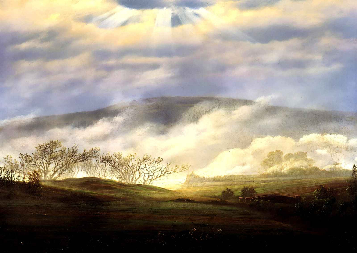 Fog in the Elbe Valley Art Print 1821 by Caspar David Friedrich (6 Sizes)